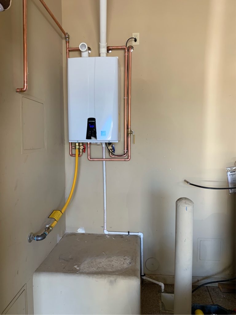 tankless water heater installed
